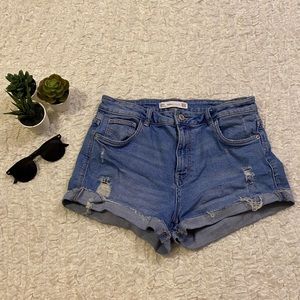 Distressed Denim Shorts